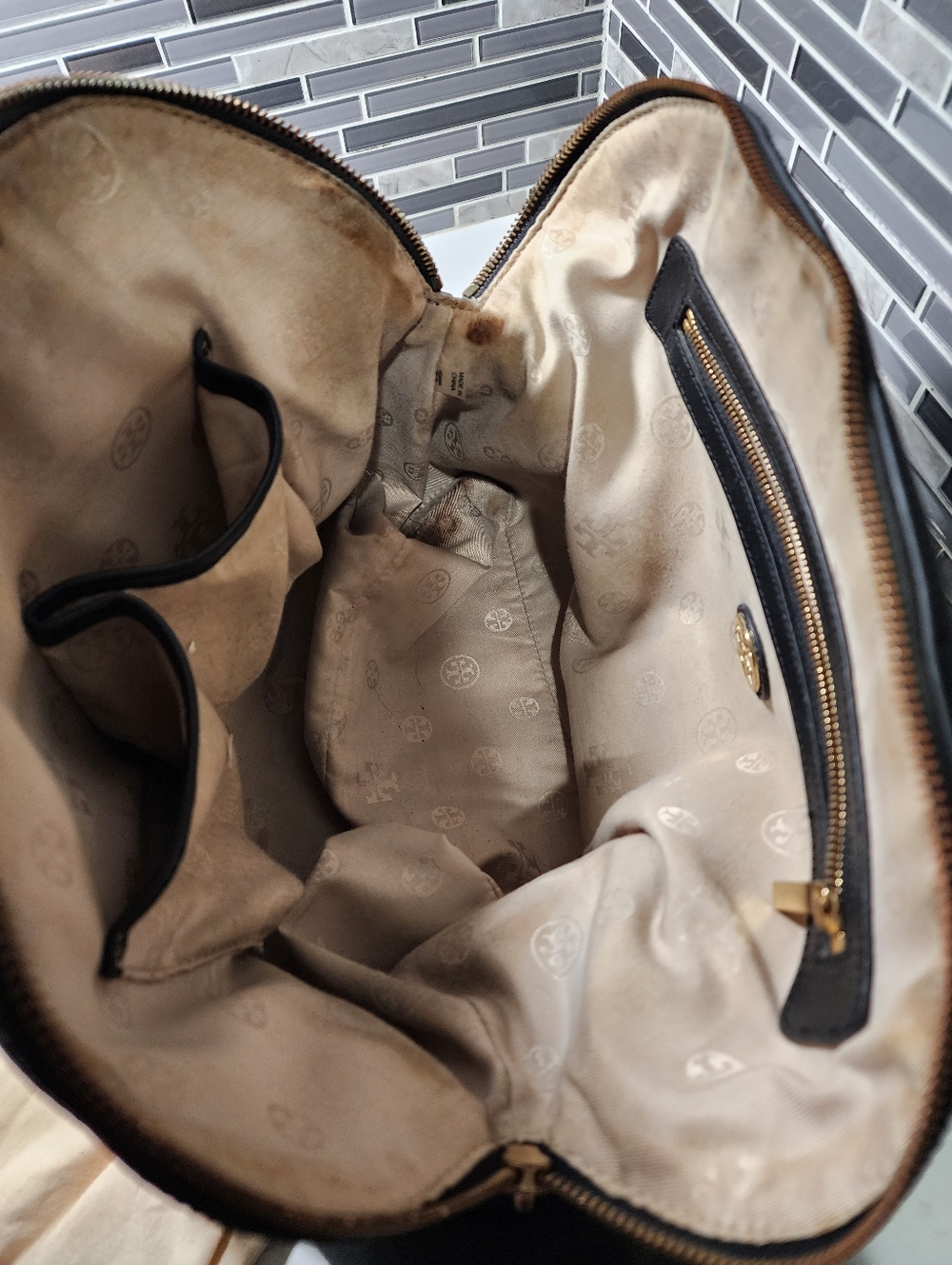 Tory Burch Black Leather Dome Satchel with Gold Hardware - Picture 8 of 13